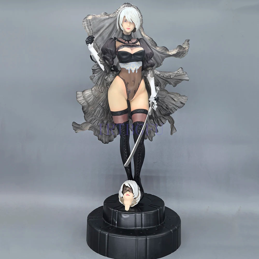 27 cm 2B YoRHa Nr. 2 Typ B Zwei Köpfe Japanische Anime-Figur PVC-Spiel Actionfigur Spielzeugspiel Sammlermodell Puppe