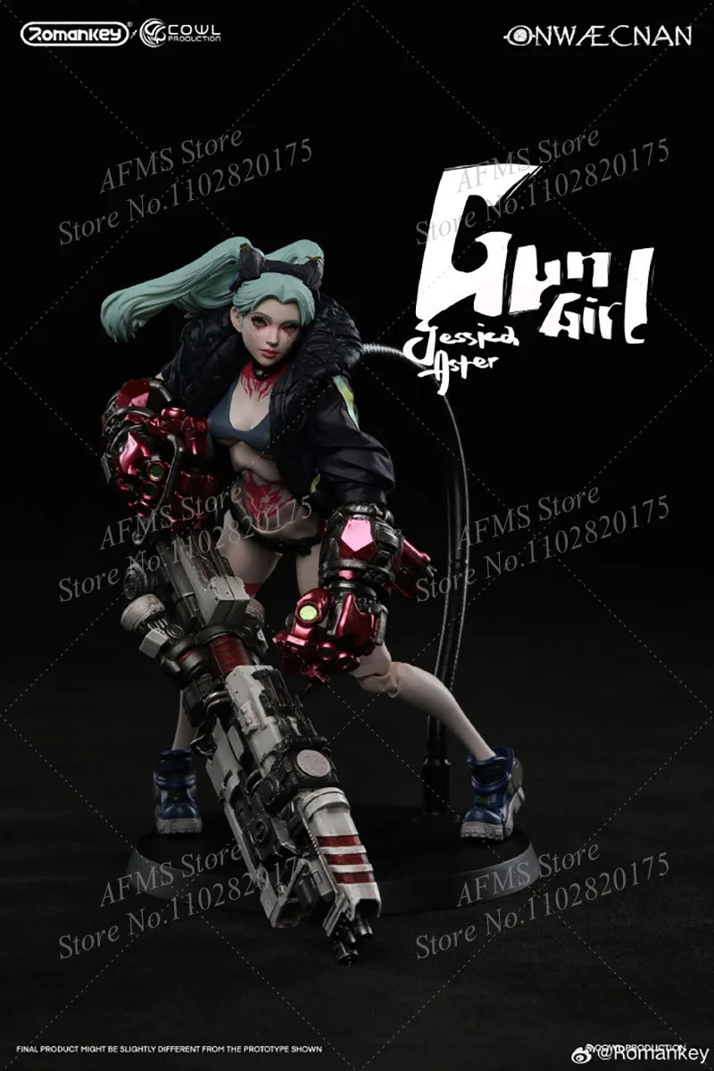 IN STOCK Romankey 1/12 Scale Collectible Figure Anime Gun Girl Rebecca Punk Cool Battle Girl 6Inch Women Soldier Action Figure
