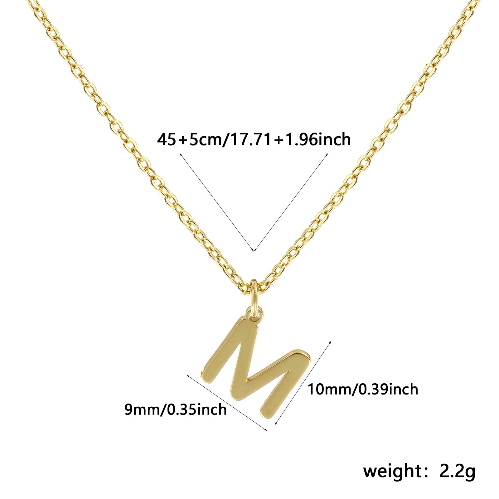 Brass " A-Z " Minimalist Capital Pendant Necklace 18K Real Gold Plated Alphabet Initial Letter Name Jewelry For Women Gift