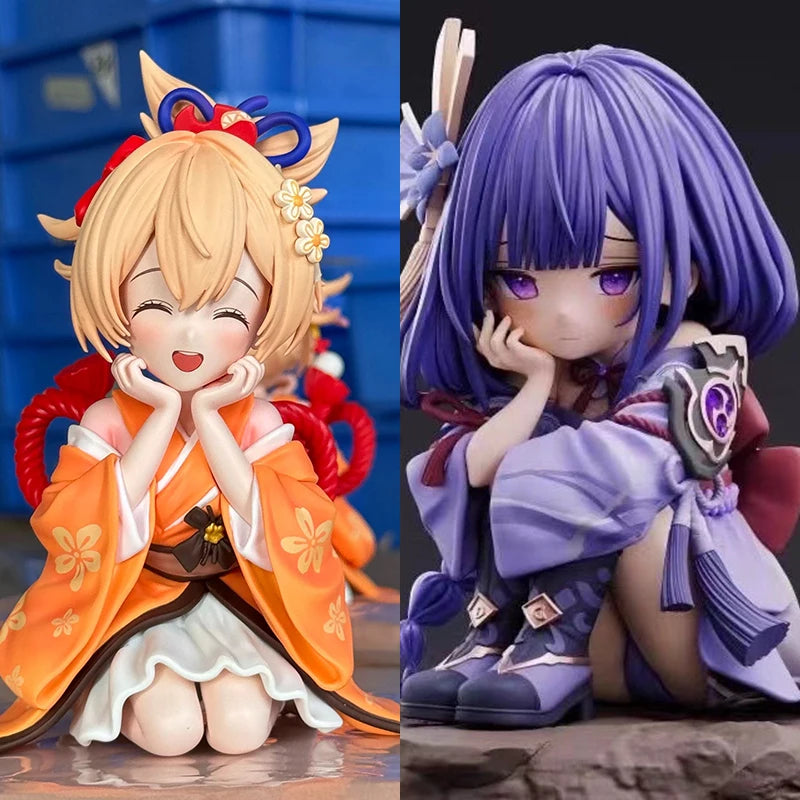 Genshin Impact Figurine GK Cute Raiden Shogun Naganohara Yoimiya Action Figures Yoimiya Anime PVC Model Collection Toys Gifts