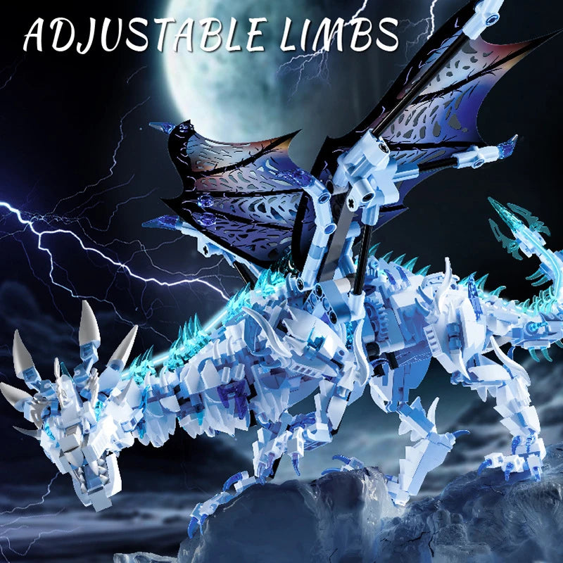 NEW 1646PCS BIG Ice Dragon Building Blocks Animal Model Fire Breathing Dragon Bricks Desktop Display Toys For Kids Gifts Decor