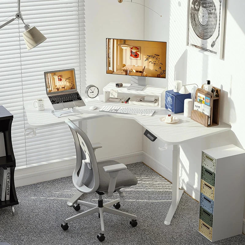 Höhenverstellbarer Schreibtisch, L-förmiger elektrischer Stehschreibtisch für das Studium, Esports, StandUp-Eckcomputerschreibtisch, Home-Office, Sitz-Steh-Schreibtisch