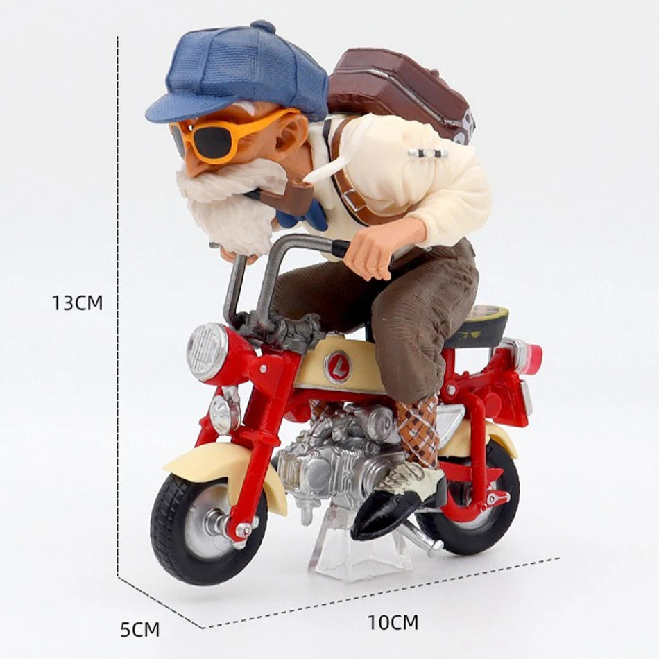 HOT 13cm Dragon Ball Z Anime Figure Son Goku Master Roshi Locomotives PVC Action Kame Sennin Motorcycle Toys for Children gitfs