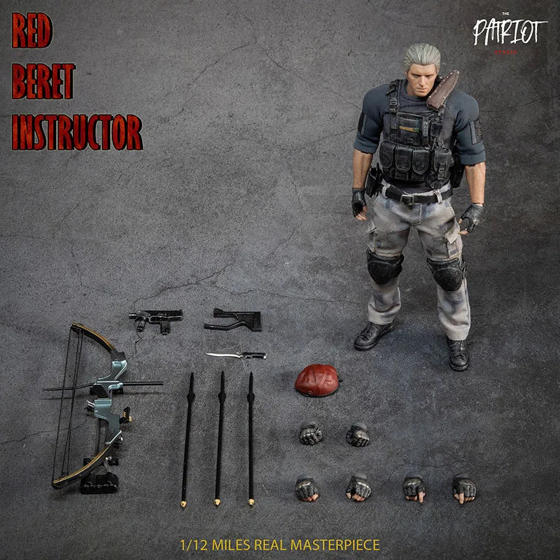 Patriot Studio 1/ 12 Handsome Red Beret Instructor Male Soldier Full Set Fit 6inch Action Figure Model with Bow Arrow Equipment