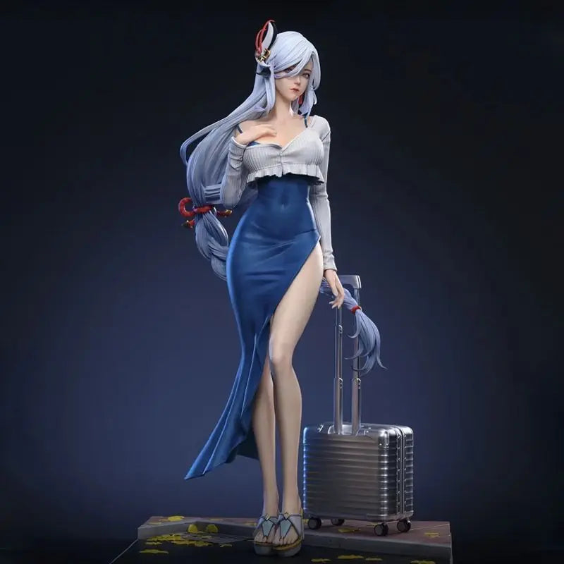48cm Genshin Impact Shenhe GK Crane Fairy Statue Elegant Adeptus Figure Anime Collectible Desktop Model Birthday Christmas Gift