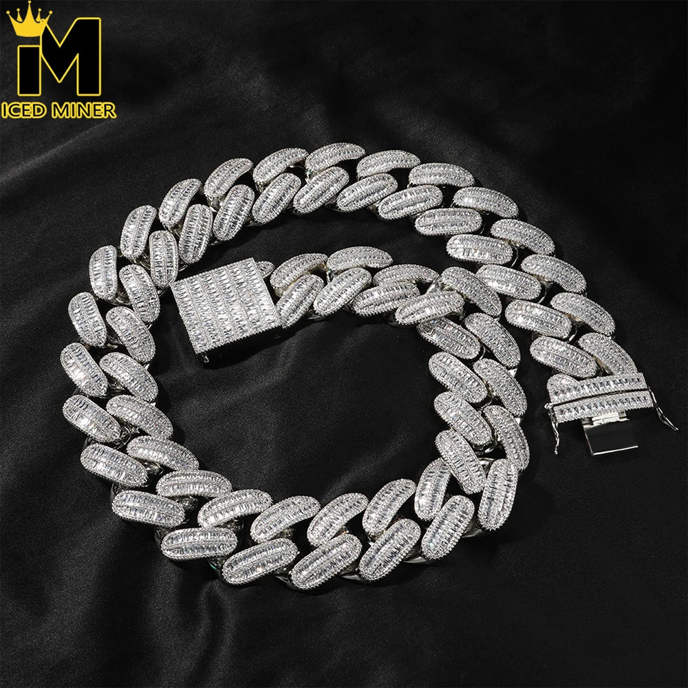 Icedminer 40mm Baguettes Zircon Cuban Chain Necklace Iced Out For Men And Women Fashion Hip Hop Jewelry Free Shipping