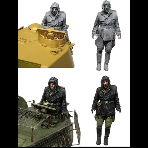 1/35 Съветски танков екипаж от Втората световна война, фигурка на войник от смола, военна тематика от Втората световна война, несглобен и небоядисан комплект