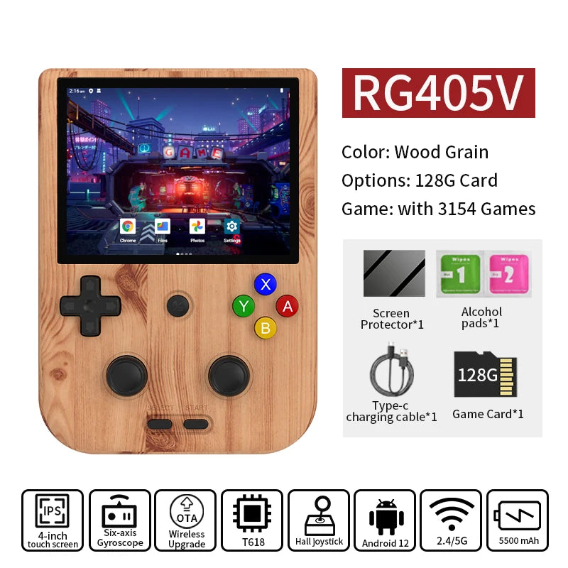 ANBERNIC RG405V Video Handheld Game Console 4" IPS HD Touch Screen Android 12 System T618 64-bit Wifi Portable Retro Game Player