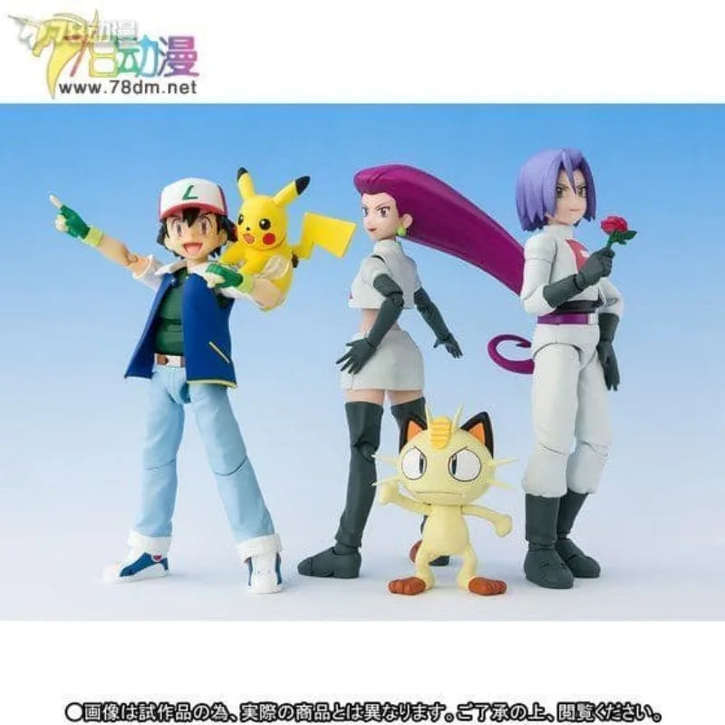BANDAI Genuine S. H. Figuarts Series Pok É Mon Series Ash&Rocket Team Set Limited Edition Collectible Movable Model
