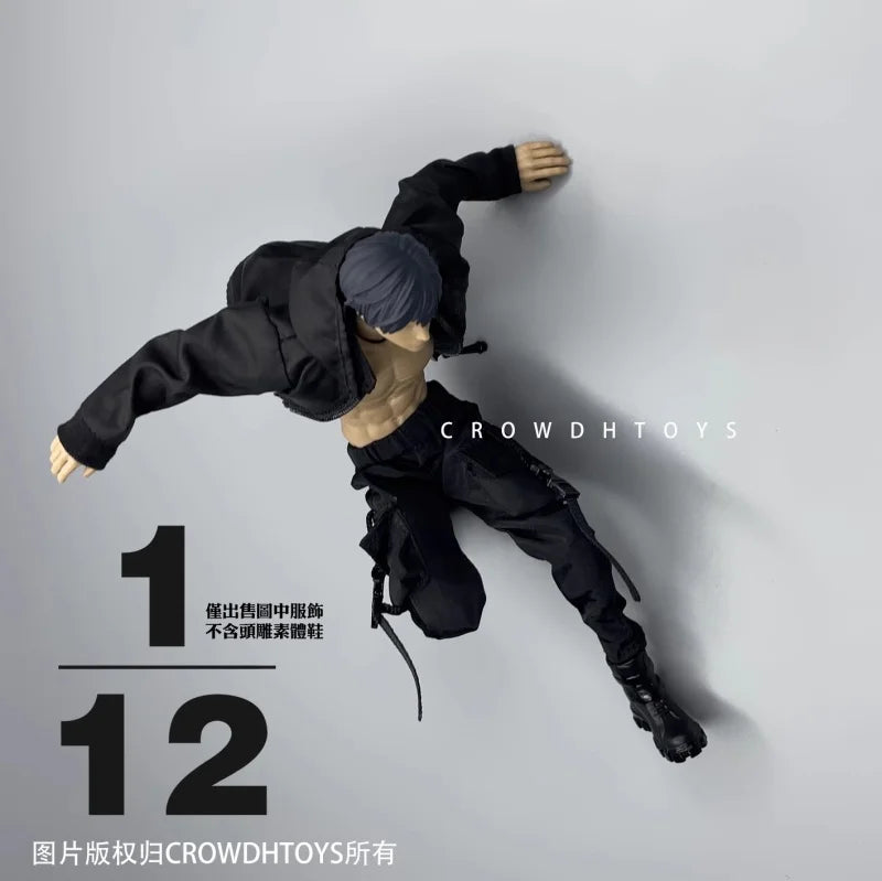 In Stock 1/12 Scale Black Assault Suit Work Pants Set Fit 6inch CROWDHTOYS VTOYS Action Figure Model Toys