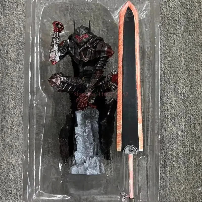 25cm Anime Berserk Guts Action Figure Armor Black Swordsman Figurine Desktop Model Ornaments Collection Birthday Gifts