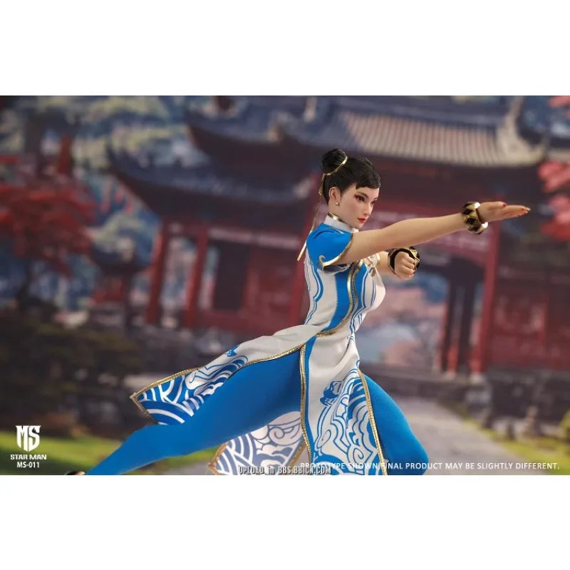 Star Man Chun-Li Female martial artist Blue Cloud Pattern White Cheongsam Ver. MS-011 Action Figure Anime Model Collectible