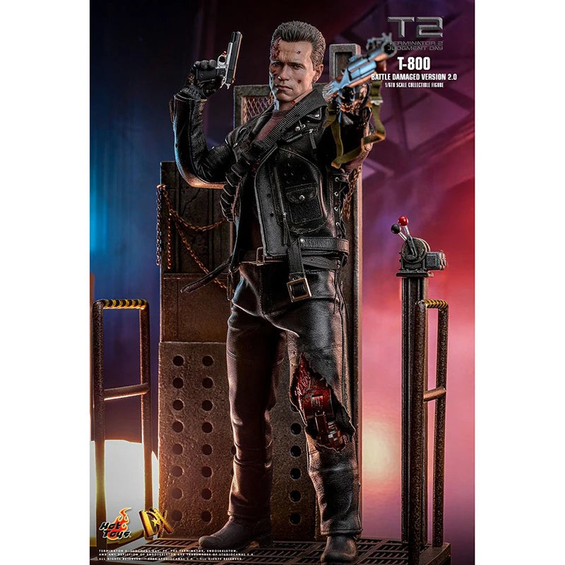 Original Hot Toys HT DX46 1/6 Terminator 2 Judgment Day T-800 Battle Damaged Version 2.0 In Stock Anime Action Collection Figure