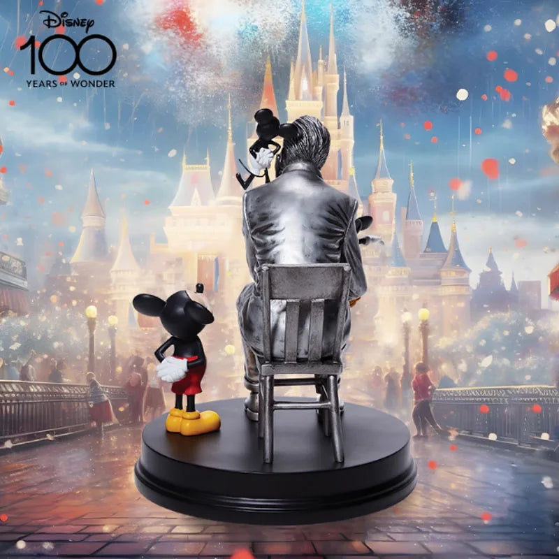 Disney Original Garage Kit Mickey Mouse The 100th Anniversary Ornament of Walt and Mickey Anime Figures Toys for Boys Gift Model