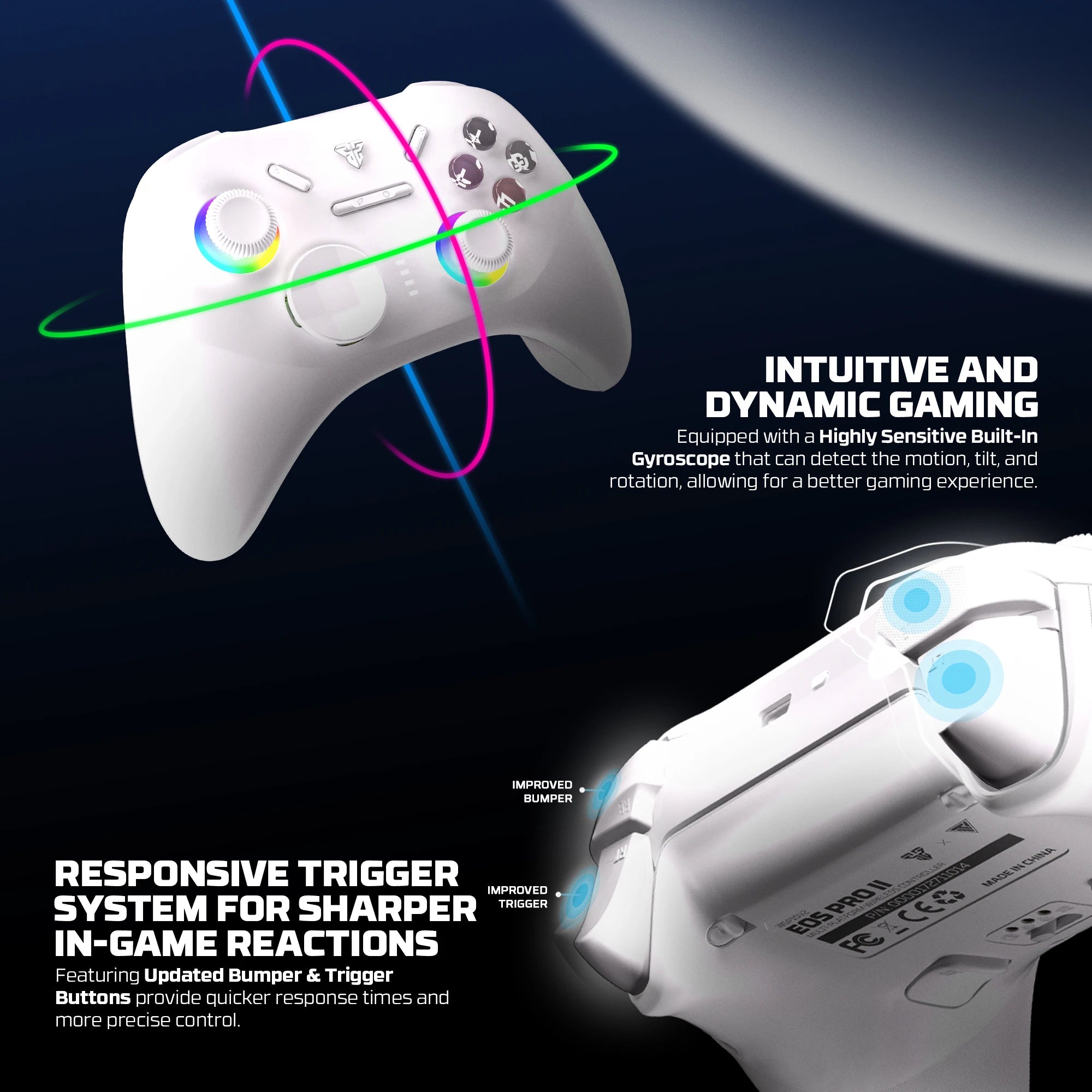 FANTECH WGP15 V2 Wireless Gamepad Hall Effect Joysticks Triggers RGB Light 1000HZ Gaming Controller For PC/Switch/Phone/TV
