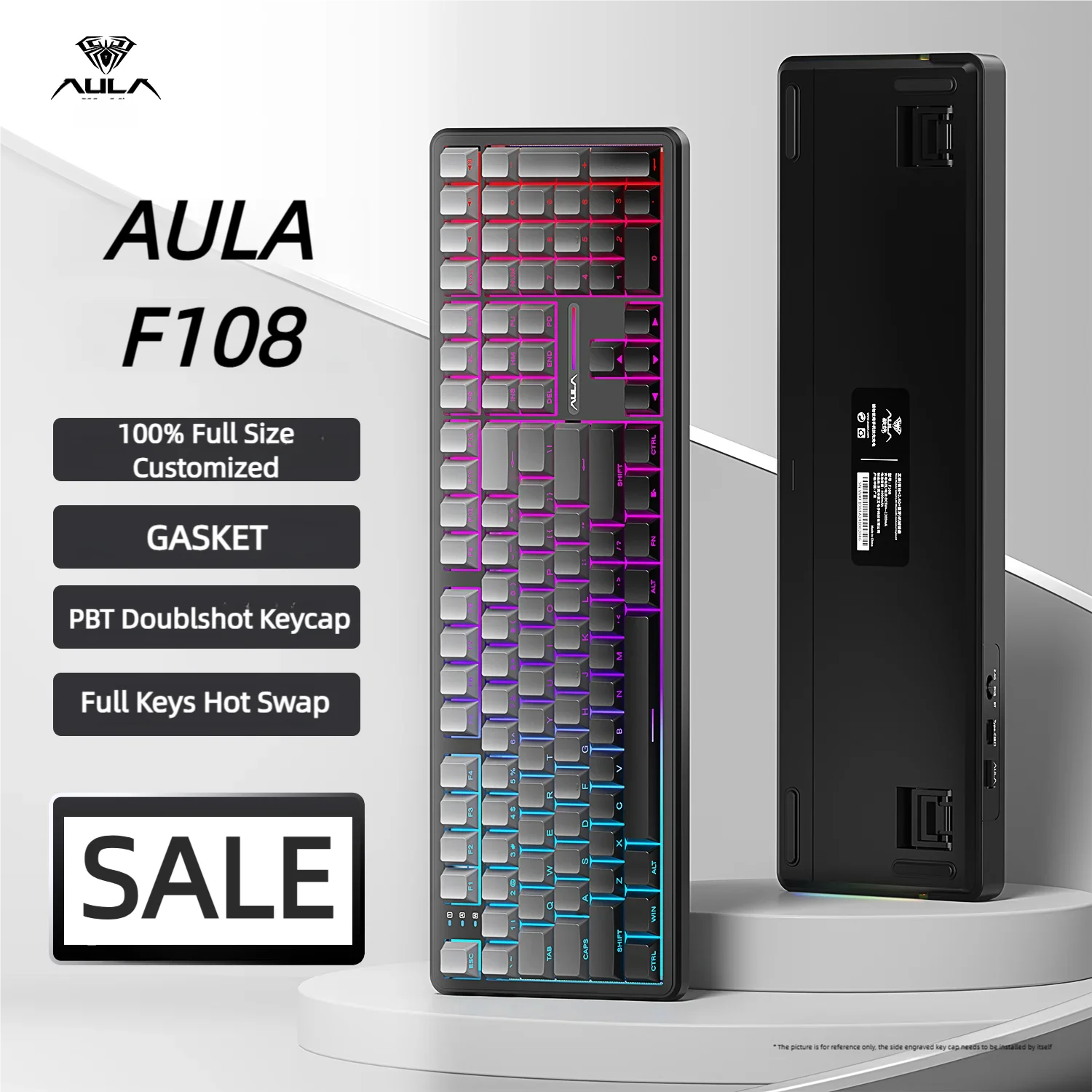 AULA F108 Keyboard 100% Layout 1K Polling Rate Mechanical Gaming Keyboard Hot Swappable Linear Switch with Macro Software