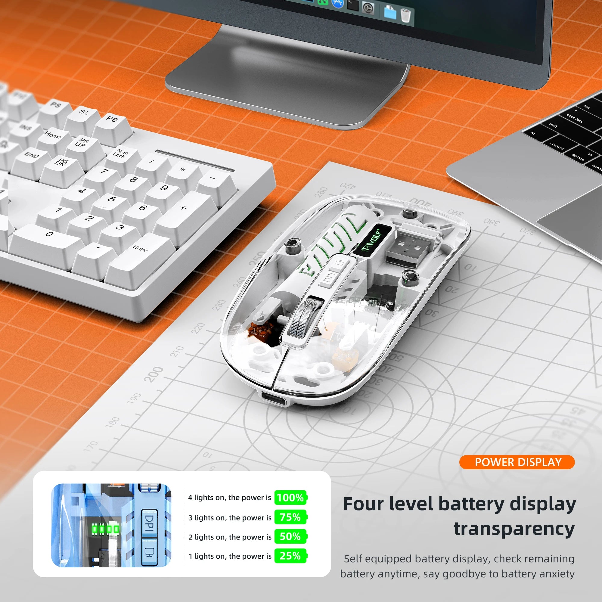 Transparent Drahtlose Maus Dual Modus Bluetooth-kompatibel Wiederaufladbare Maus Geräuschlos Cordless Computer Mäuse Perspektive Design