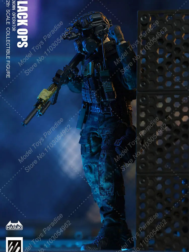 HASUKI SA01 1/12 Men Soldier Special Forces Black Ops Warrior With Equipment Package Full Set 6inch  Action Figure Collection