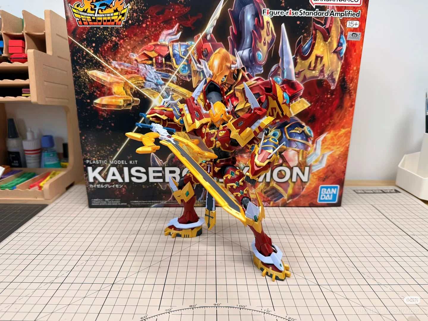 Bandai In Stock Original Figure-Rise Standard Amplified Digimon Frontier Kaiser Greymon Assembly Action Figure Anime Model Toys