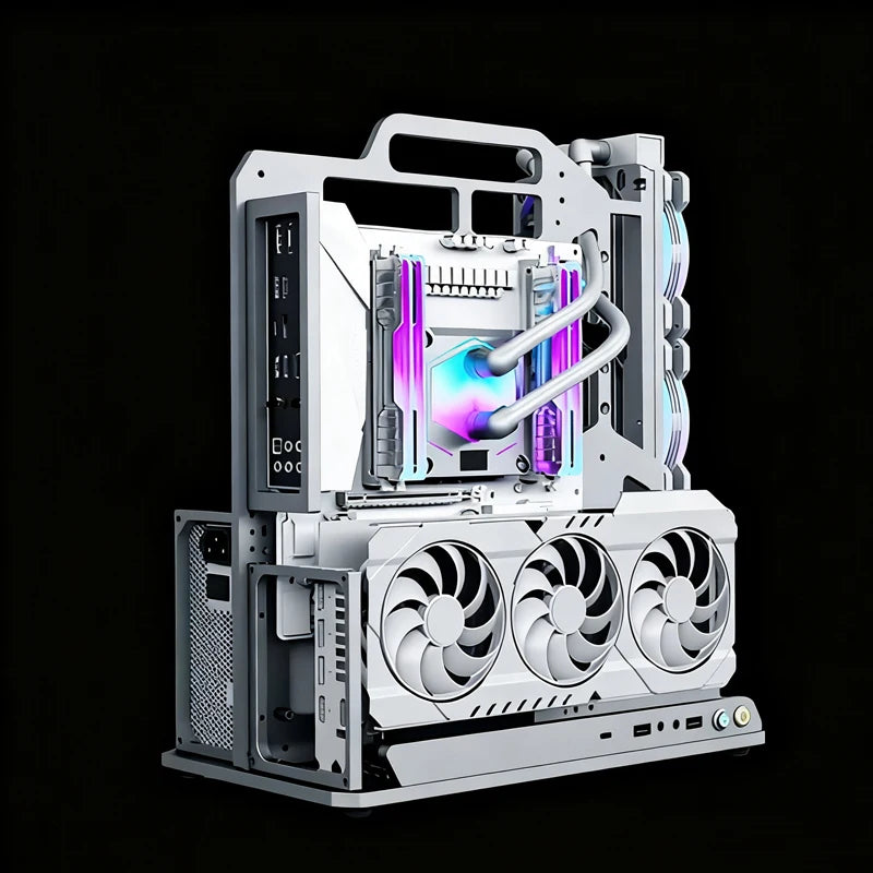 Offenes PC-Gehäuse, DIY-Gaming-PC-Gehäuse für ATX, M-ATX, ITX, Wasserkühlung, Computergehäuse, Aluminiumrahmen mit 360 mm Kühlerplatz