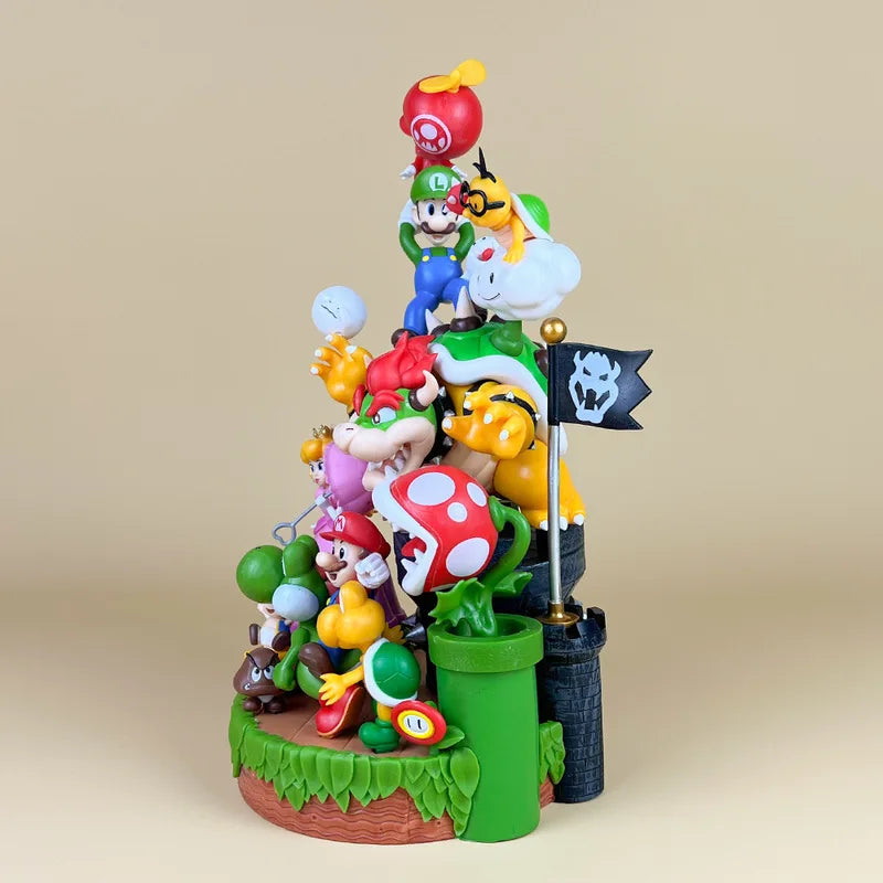 Super Mario Bros Familienporträts Figur Super Mario Bros 27cm Anime Figuren Mario Actionfigur Klempner Statue Modell Spielzeug Geschenk