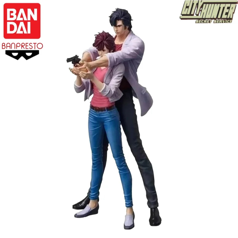 In Stock Bandai Banpresto Original City Hunter Saeba Ryo and Makimura Kaori Garage Model Toys Statue Collectible Ornaments