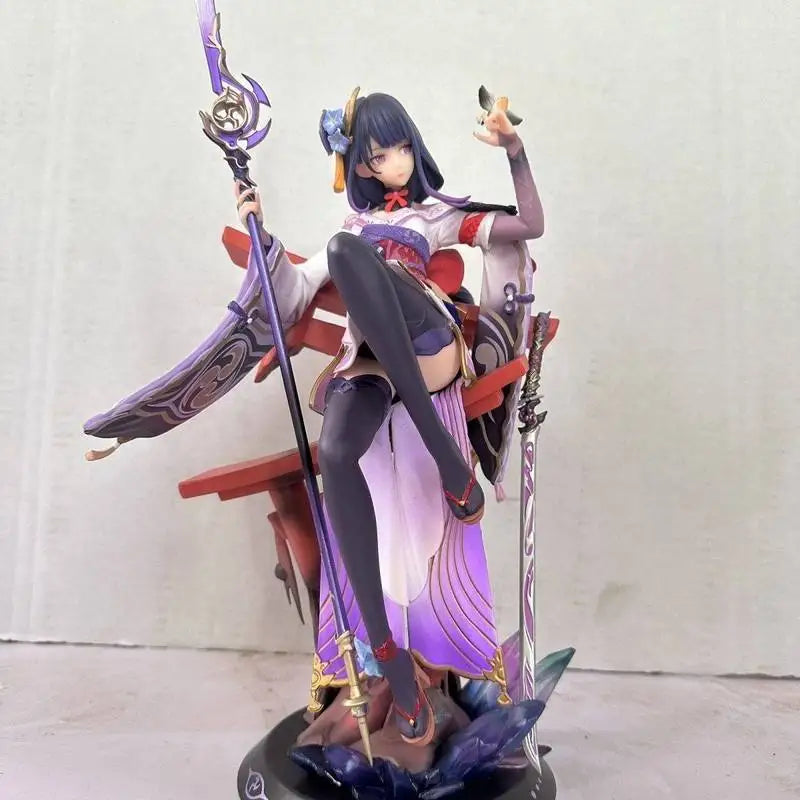35cm Genshin Impact Figure Raiden Shogun Sitting Position Anime Collectible Model Desktop Decorations Holiday Gifts Kids Toys