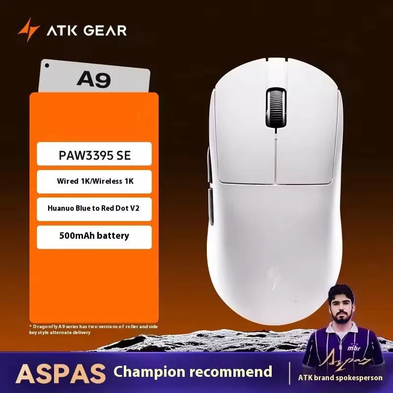 ATK Dragonfly A9 Series Wireless Mouse Tri Mode PAW3950 Nordic52840 8K 53g Lightweight Custom Laptop Gamer PC Gaming Mouse