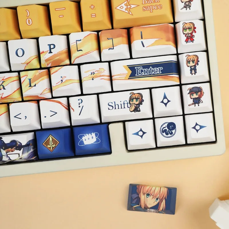 Fate anime peripheral keyboard accessories Artoria Saber silly King Arthur keycap gaming keyboard peripherals