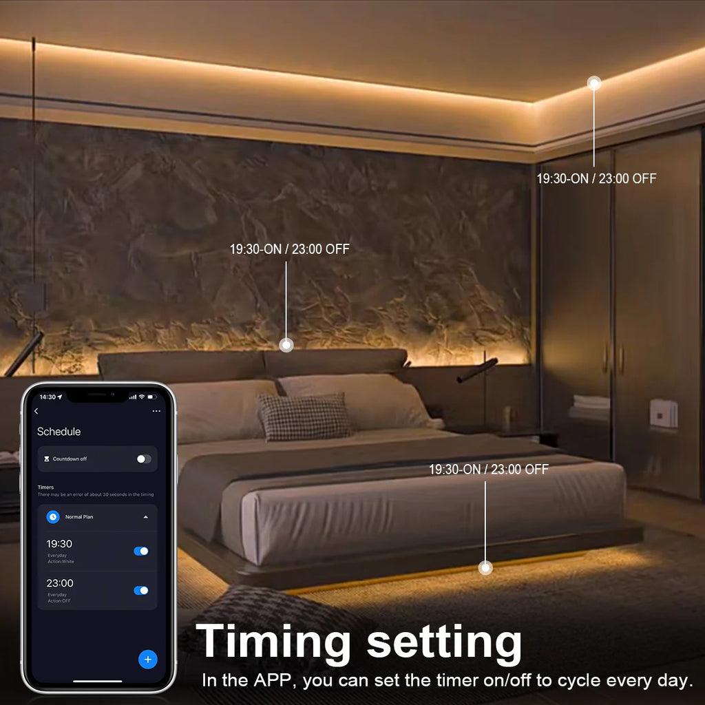 Tuya Smart WiFi APP DC 24V COB Light LED Strip Neon Silica Gel Tape Backlight DIY Home Decoration work with Alexa Google Home