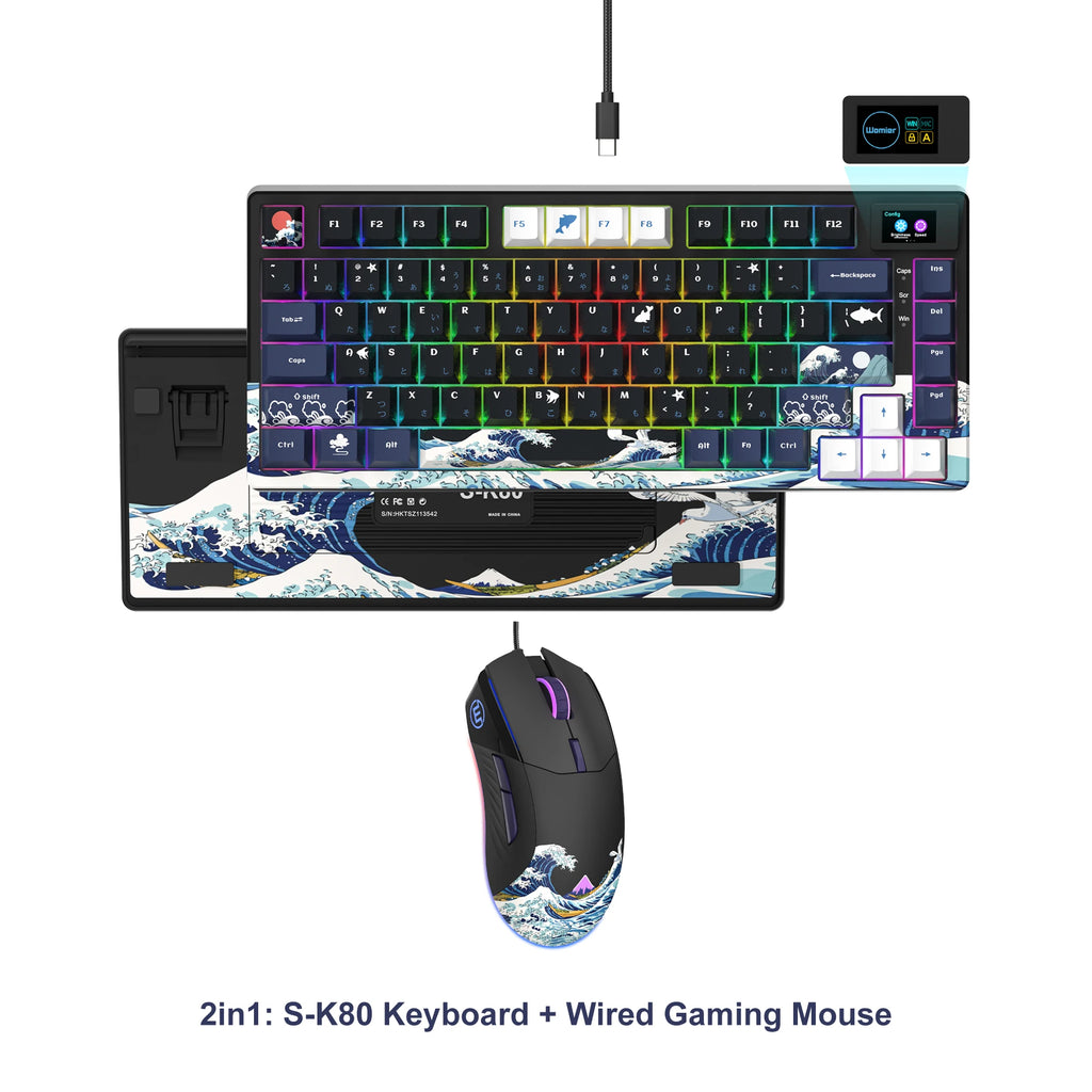 womier SK80 Mechanische Tastatur mit Dichtungsmontage, 81-Tasten-Gamer-Tastatur, 75 % Hot-Swap-RGB-Gaming-Tastatur mit Smart Display für PC