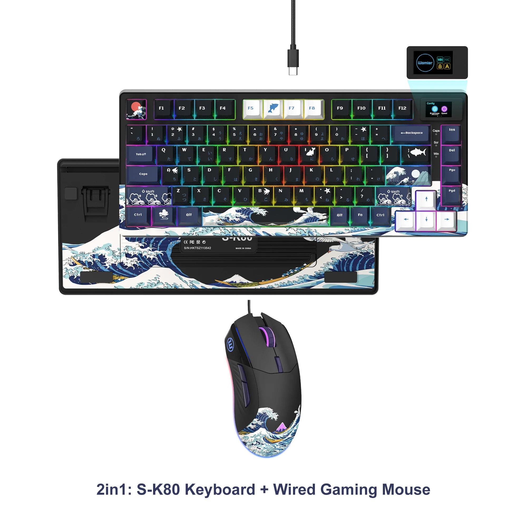 womier SK80 Mechanische Tastatur mit Dichtungsmontage, 81-Tasten-Gamer-Tastatur, 75 % Hot-Swap-RGB-Gaming-Tastatur mit Smart Display für PC