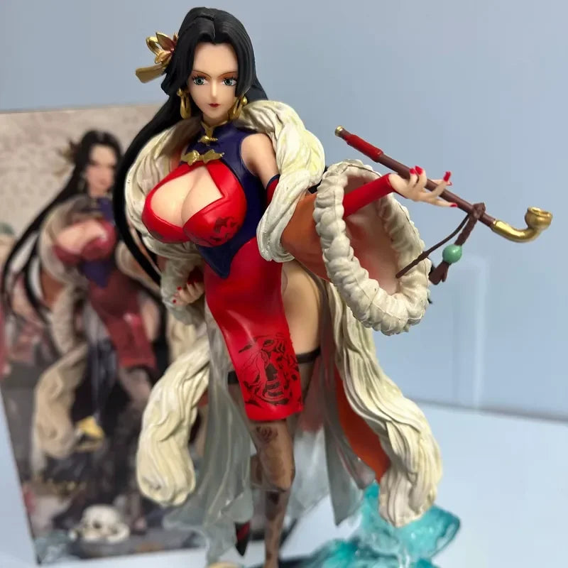 36cm One Piece Boa Hancock Chinese Style Cheongsam Anime Girl Figure Model Statue Boy Collection Desktop Decoration Ornament Toy