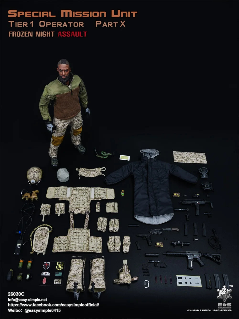 Hot Sales 1/6 Easy&Simple ES 26030C Special Mission Unit Part X Frozen Night Assault Full Set Moveable Action Figure For Fans