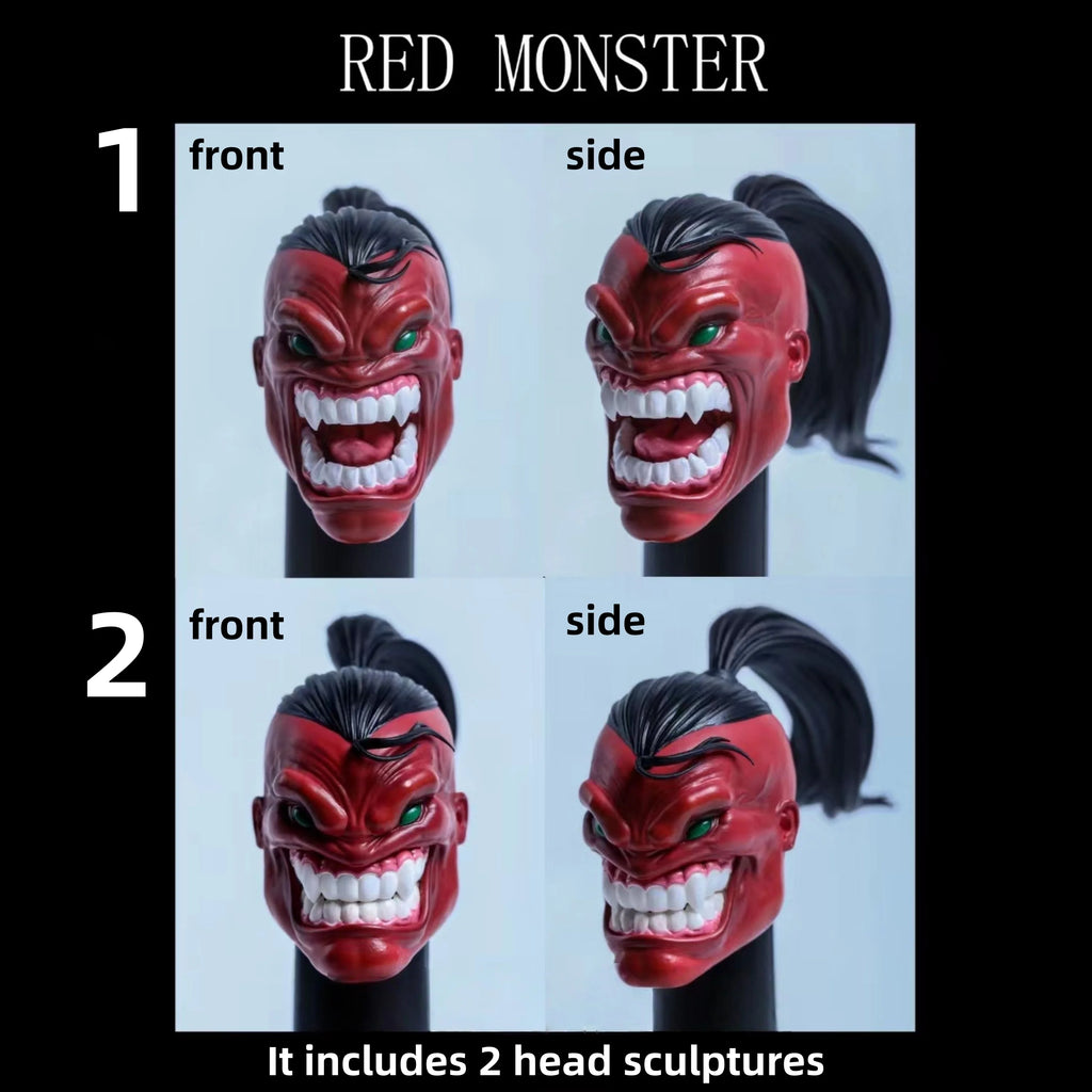 Devil Axy 1/12 Actionfigur Kopf Ersatzteile Zubehörset Muskel Rot und Grau Gesicht Statue Modell Spielzeug für Axy D001