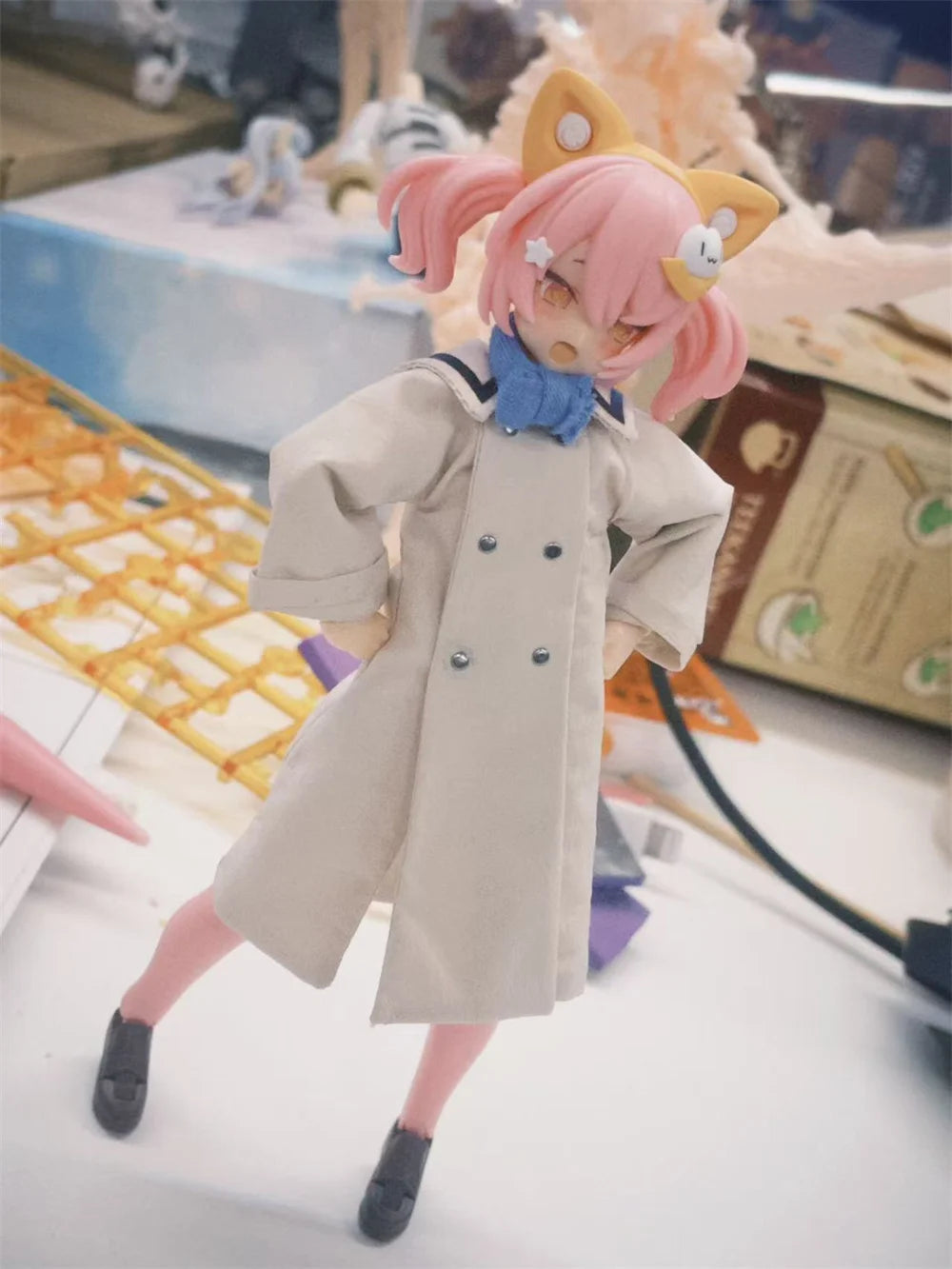 Handmade 1/12 Scale Frieren Elf Coat Blue Scarf Khaki Windbreaker Skirt Grey Jacket Navy Skirt Set fit 6inchs SHF Action Figure