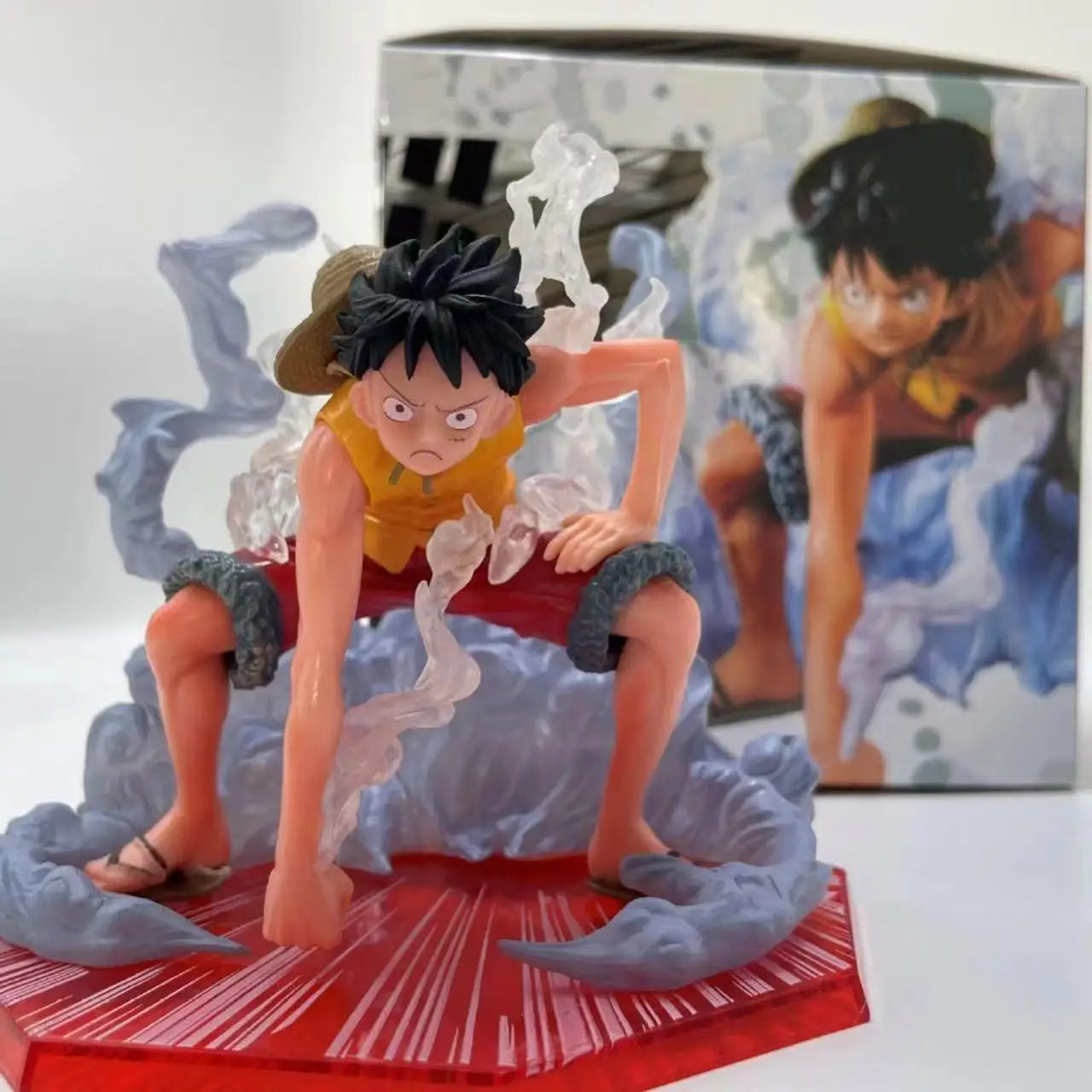 Anime One Piece Figur Second Gear Luffy Super Pitched Battle Scene PVC Puppensammlung Schreibtisch Ornament Modell Spielzeug Geschenk