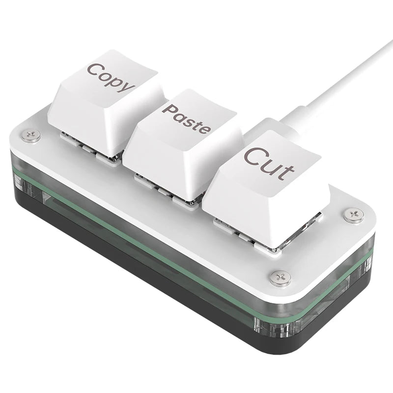 RGB 3 Keys Macro Programming Mini Keyboard for Photoshop Gaming Hotswap Programming Keypad Copy Paste Mini Button Macropad