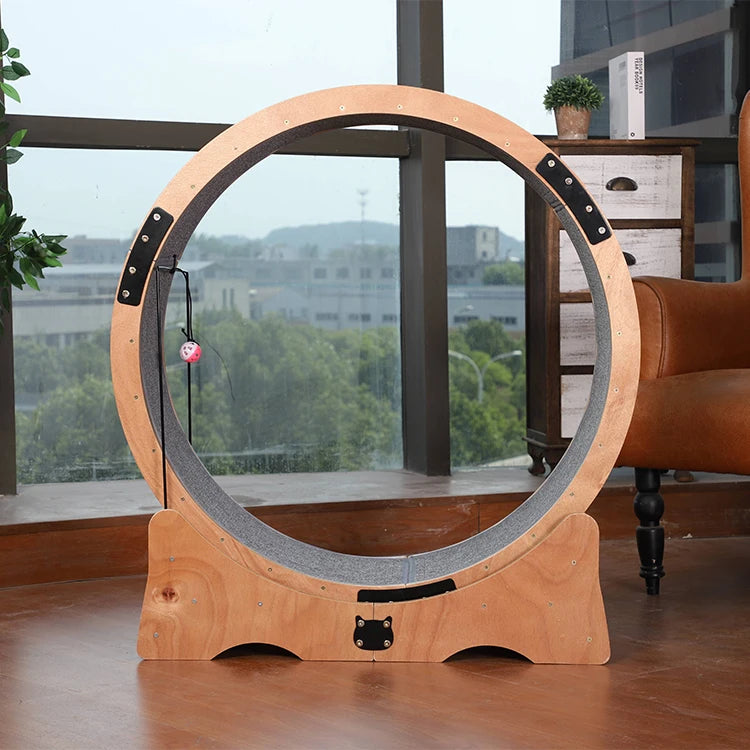 Newest 2024 Durable Wooden Cat Exercise Wheel Running Treadmill For Active Felines