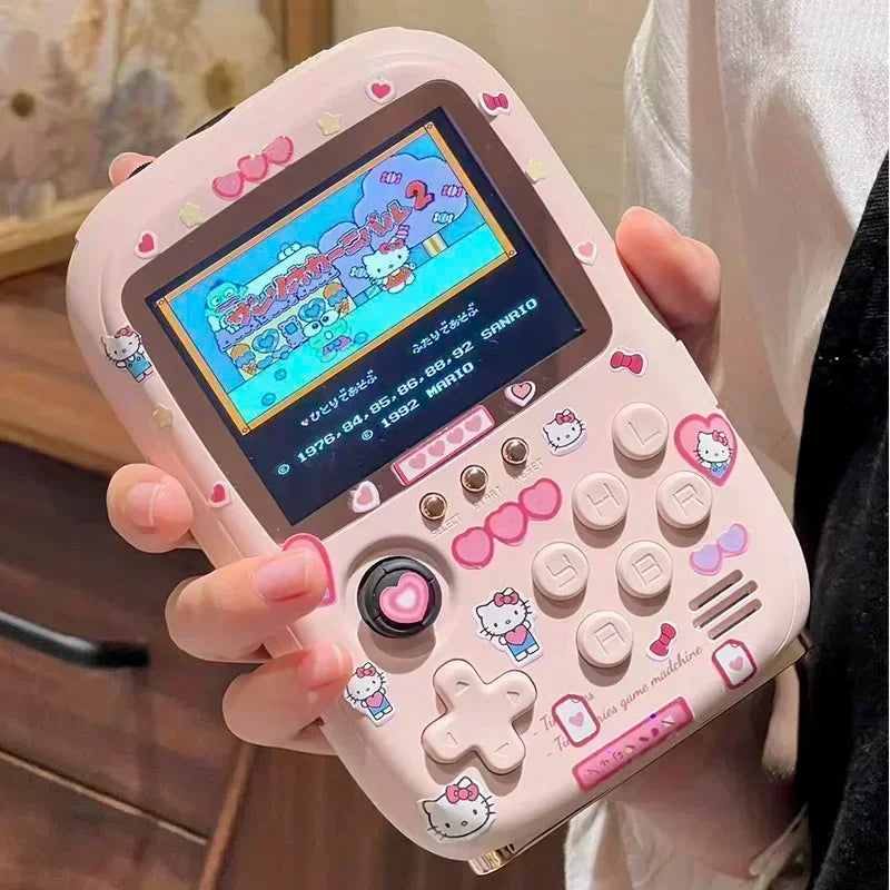 Cartoon Kt Cat Power Bank Mini Portable Retro Handheld Game Console Soft Light Color Screen Toys Friend Birthday Surprise Gift