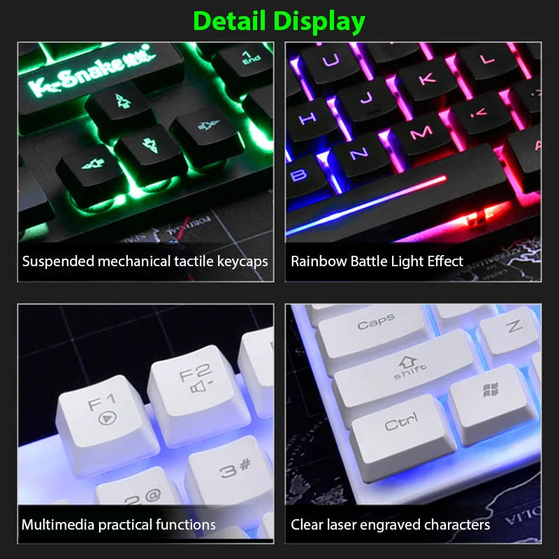 KM320 Tastatur und Maus Set Wasserdichte leuchtende Spieltastatur mit Hintergrundbeleuchtung