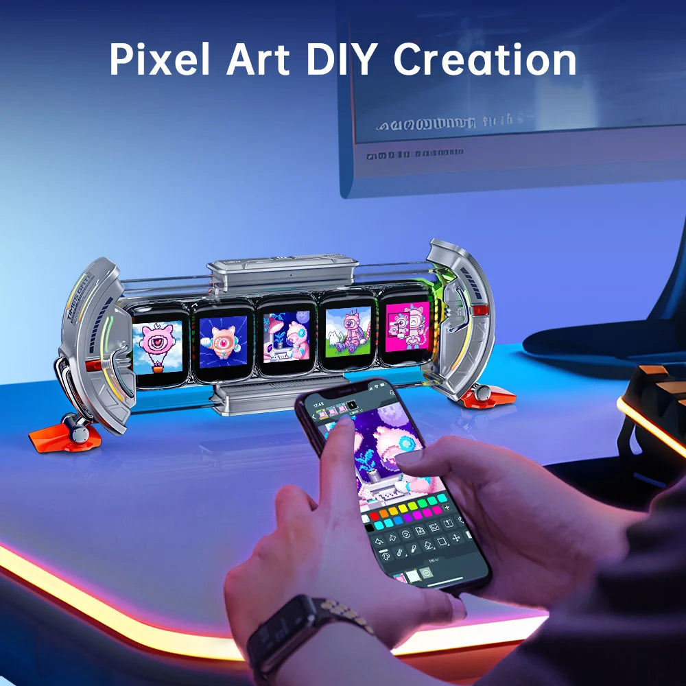 Divoom Times Gate Gaming-Raum-Setup, Digitaluhr mit intelligenter APP-Steuerung, WiFi-Verbindung, RGB-LED-Anzeige, Bürodekor Cyberpunk