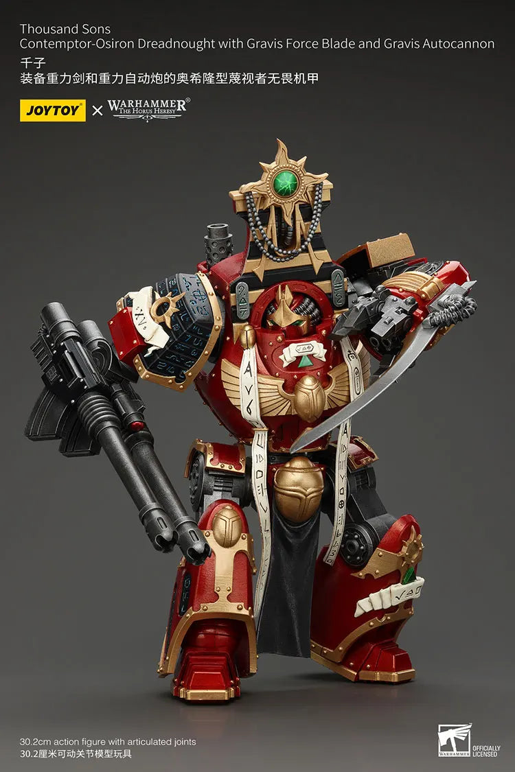 JOYTOY Warhammer "The Horus Heresy" Thousand Sons Contemptor-Osiron Dreadnought With Gravis Force Blade And Gravis Autocannon