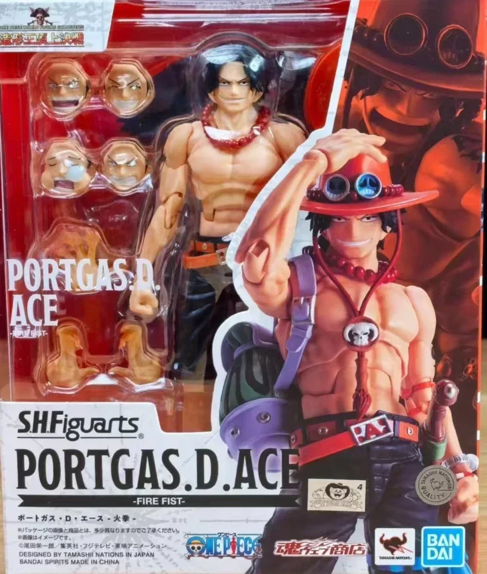 In Stock ONE PIECE PORTGAS.D.ACE SABO Luffy Bandai S.H.Figuarts SHF Model Kit Action Figures Model Toy Gift for Children