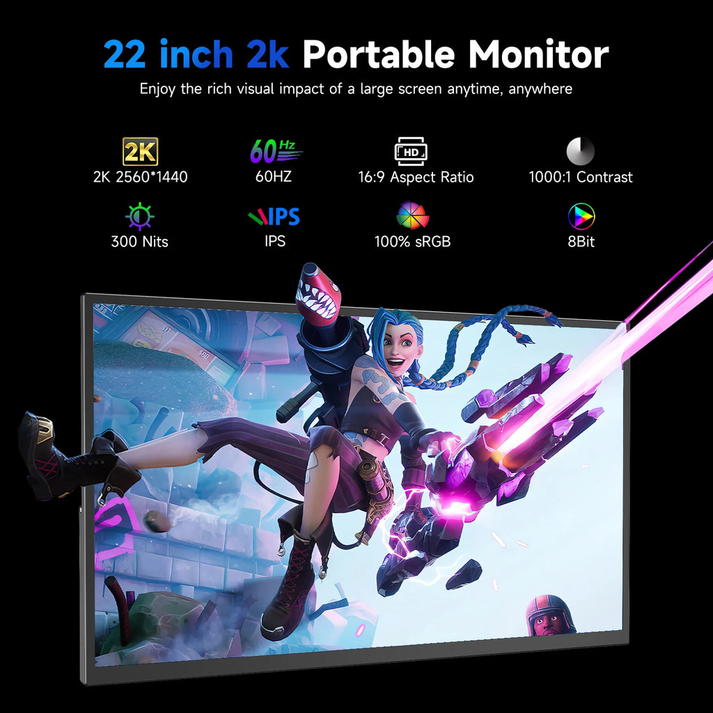 UPERFECT 22 Inch Computer Display Monitor 2K QHD 1440P 100%sRGB IPS Screen w/ Kickstand For Laptop PC Mac Phone PS5 Game Console