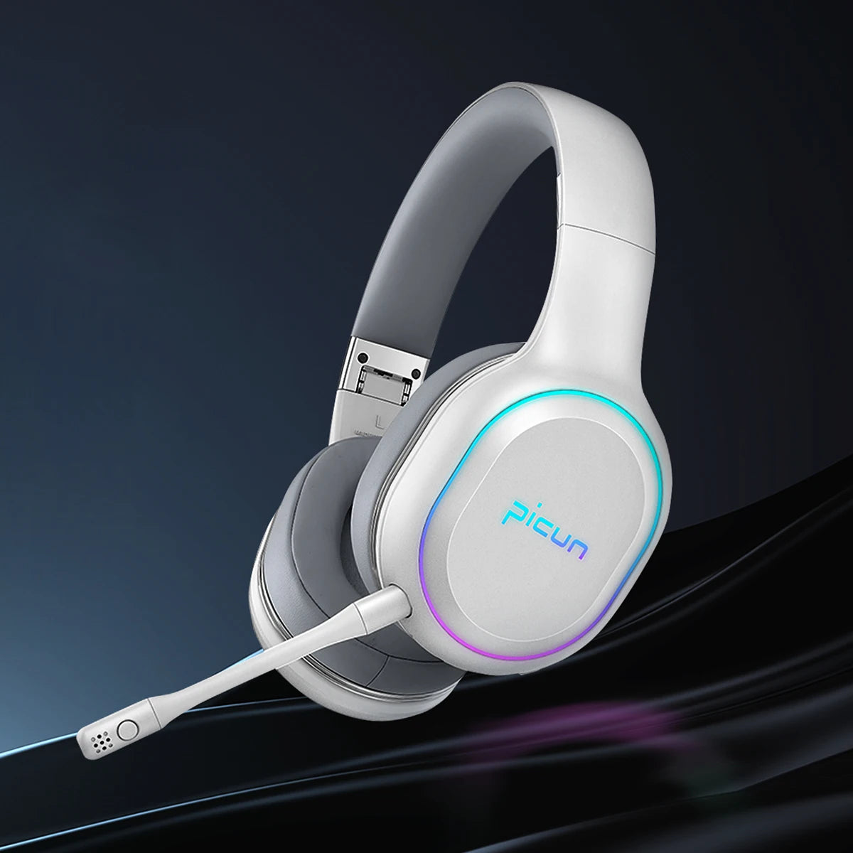 Picun P80X Gaming Headphones Wireless Headset With Mic RBG Light Vibration Bluetooth Hi-Fi Earphone For PS4 PS5 PC Switch 30H