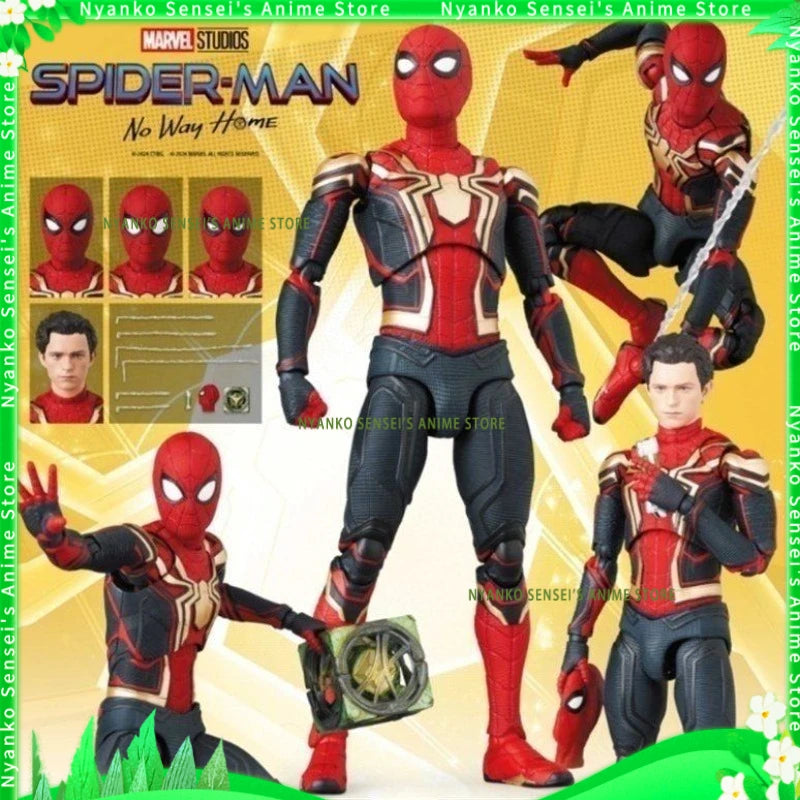 In Stock MEDICOM TOY MAFEX Spider-Man No Way Home Integrated Suit 15.5cm Action Figure Anime Model Trendy Toys Collectible
