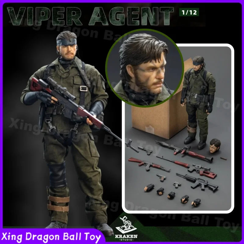 KRAKEN STUDIO Metal Gear Solid 3: Snake Eater Viper Agent Naked Snake 1/12 Scale Action Figure - Premium Collectible Toy