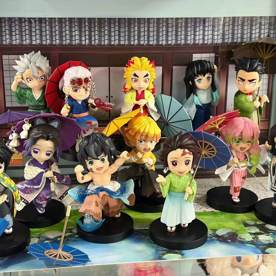 Demon Slayer Plum Rain Series Blind Box Nezuko Tanjiro Q Version PVC Figures Mystery Pack Birthday Christmas Gift