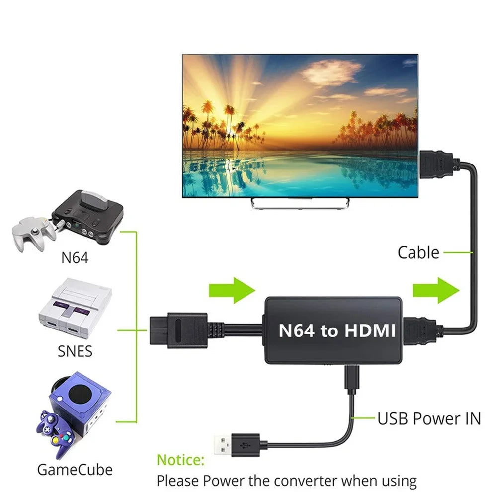 N64 To HDMI Adapter Converter Nintendo64 to HDMI Converter Adapter Plug And Play For Nintend 64/SNES/NGC/SFC Gamecube Console